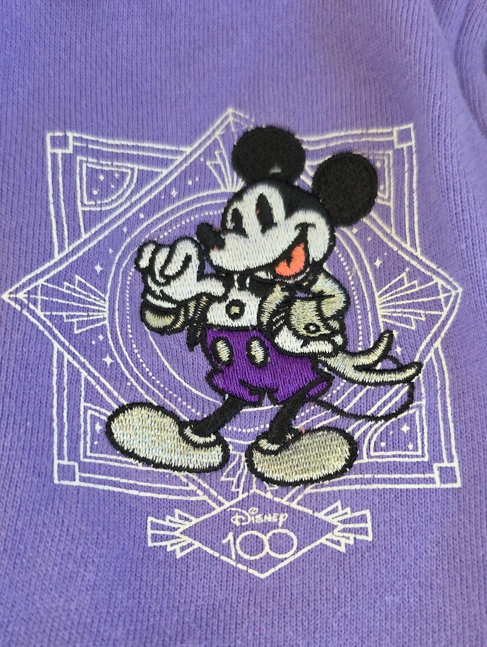 Disney 100th Anniversary Purple Joggers Sweatpants Mickey Mouse Embroidery XS - Picture 9 of 12